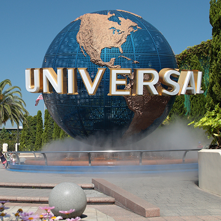 Universal Orlando Resort globe at the entrance of the park